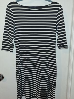 Saint James Black and White Breton Midi Dress